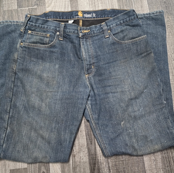 Relaxed Fit Fleece Lined Carhartt Jeans - Picture 2 of 4